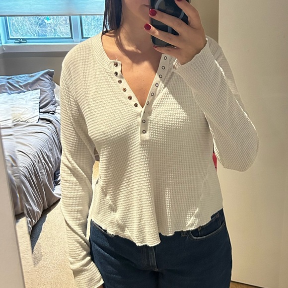 free people waffle top - Picture 1 of 5